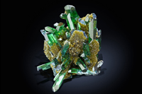 Vivianite on Siderite 6.5 cm&nbsp;&nbsp; &bull; &nbsp;&nbsp;Huanuni Mine, Huanuni, Dalence Province, Oruro Department, Bolivia